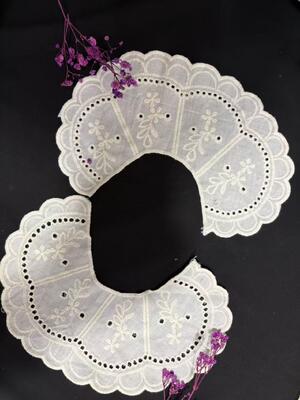 Quality Cotton Embroidery Detachable Peter Pan Collar Vintage Floral Eyelet Lace Fake Collar For Women Dress Blouse Decor factory