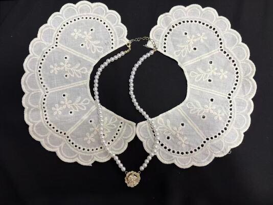 Quality Cotton Embroidery Detachable Peter Pan Collar Vintage Floral Eyelet Lace Fake Collar For Women Dress Blouse Decor factory