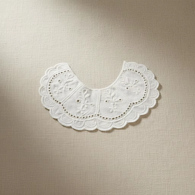 Quality Cotton Embroidery Detachable Peter Pan Collar Vintage Floral Eyelet Lace Fake Collar For Women Dress Blouse Decor factory