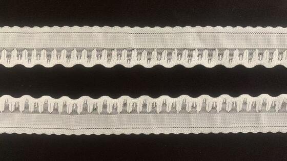 Quality 2.5cm Width Hollow Mesh Elastic Lace Trim with Double Scalloped Wavy Edge for Lingerie and Sleepwear factory