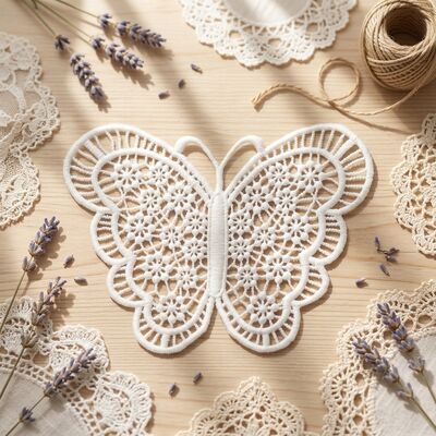 Quality Eco-Friendly Polyester Water-Soluble Embroidery Butterfly Patches for Children's Apparel and Home Textiles Decoration factory