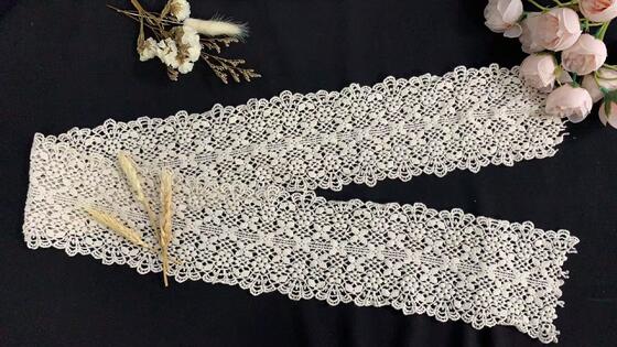 Quality Cotton Water Soluble Hollow Out Lace Trim Elegant Scalloped Edge Guipure Lace Ribbon For Dress Underwear  Decoration factory