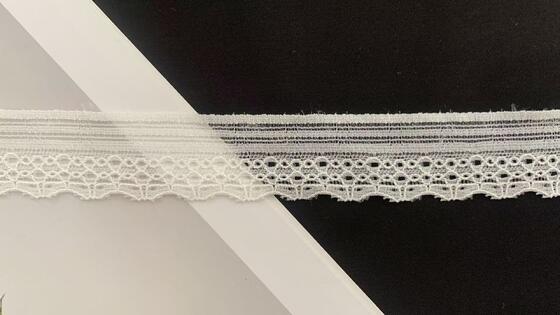 Quality 2.5cm Width Scalloped Edge Hollow Mesh Elastic Nylon Spandex Lace Trim for Lingerie and Garment Accessories factory