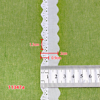 Quality Middle East Style Cotton Lace Trim with Scalloped Edge and 3.8 Inches Width for Decorative Use factory