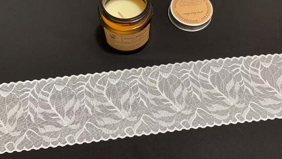 Quality 8cm Width Breathable Mesh Custom Color Elastic Lace Trim with Scalloped Edge for Bridal Dress and Nightwear factory
