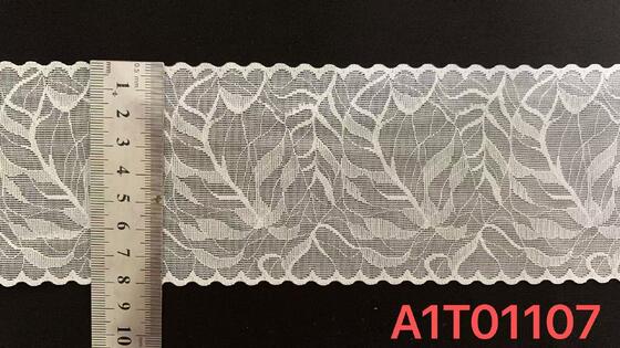 Quality 8cm Width Breathable Mesh Custom Color Elastic Lace Trim with Scalloped Edge for Bridal Dress and Nightwear factory