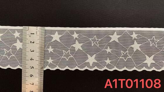 Quality 5cm Width Star Hollow Design Breathable Mesh Elastic Lace Trim for Kids Dress and Hair Accessories factory
