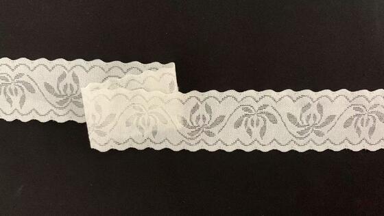 Quality 3.2cm Width Soft Wavy-edge Elastic Lace Trim with Subtle Flower Hollow Pattern for Lingerie & Dress factory