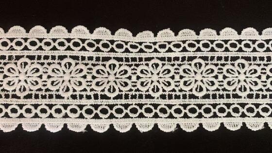 Quality Premium Milk Silk Lace Trim with Scalloped Edge and 3D Floral Pattern for Skin-Friendly Apparel Decoration factory