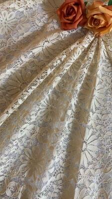 Quality Nylon/Cotton Retro Large Flower Stretch Lace Fabric with 150cm Width for Wedding Garments and DIY Crafts factory