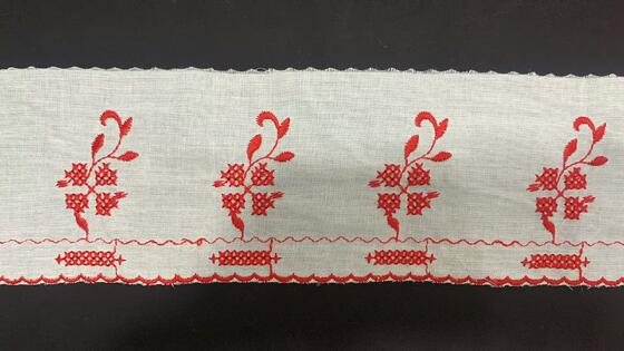 Quality Middle Eastern Style Cotton Lace Trim with Scalloped Edge and 11cm Width for Garment Decoration factory