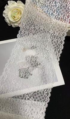 Quality A1Z017   18CMElastic White Lace Trim With Rhombus Leaf Pattern, Soft Stretch Lace For Lingerie Dress Skirt Decoration factory