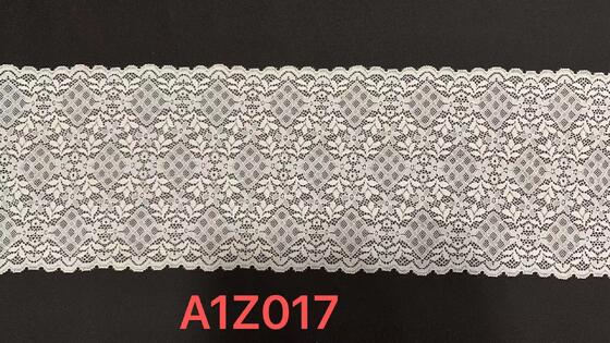 Quality A1Z017   18CMElastic White Lace Trim With Rhombus Leaf Pattern, Soft Stretch Lace For Lingerie Dress Skirt Decoration factory