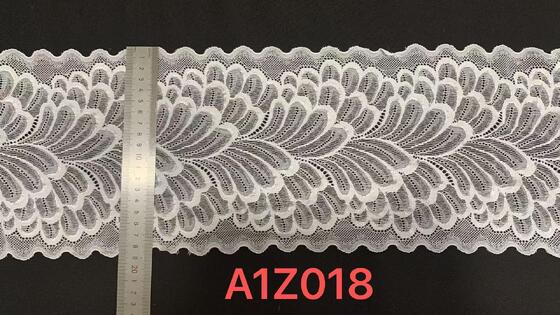 Quality 19CM Wide Stretch White Lace Trim A1Z018 Peacock Feather Pattern Elastic Lace For Lingerie Nightgown Dress Decoration factory