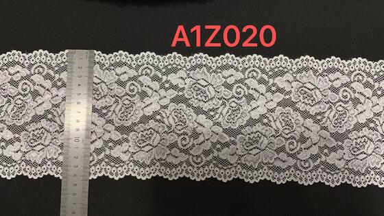 Quality A1Z020 Vintage Rose Floral Elastic Lace Trim, Double Scalloped Hollow Out White Lace Ribbon For Lingerie Dress Nightgown Decoration factory