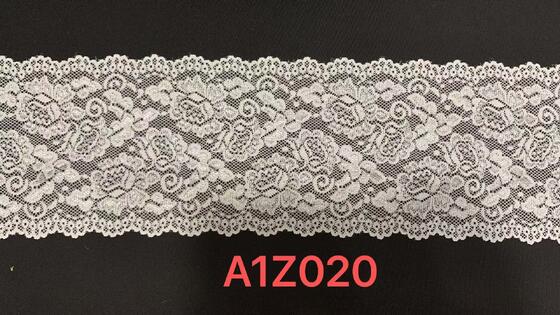 Quality A1Z020 Vintage Rose Floral Elastic Lace Trim, Double Scalloped Hollow Out White Lace Ribbon For Lingerie Dress Nightgown Decoration factory