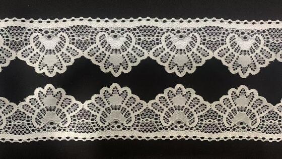 Quality 5cm Scalloped Nylon Spandex Lace Trim Skin-friendly Elastic Lace for Lingerie Dress Decoration factory