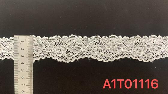 Quality 3.8cm Scalloped Nylon Spandex Lace Trim with Hollow-out Patterns for Dress & Lingerie Trimming factory