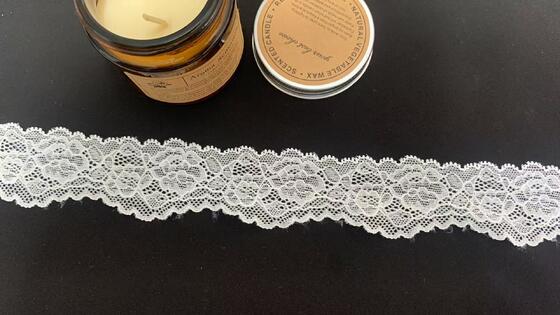 Quality 3.8cm Scalloped Nylon Spandex Lace Trim with Hollow-out Patterns for Dress & Lingerie Trimming factory