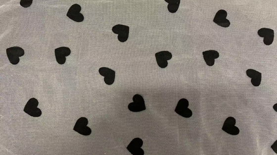 Quality Luxury 100% Polyester Organza Lace Fabric with Black Polka Flocking Dot Print for Home Decor & Clothing factory