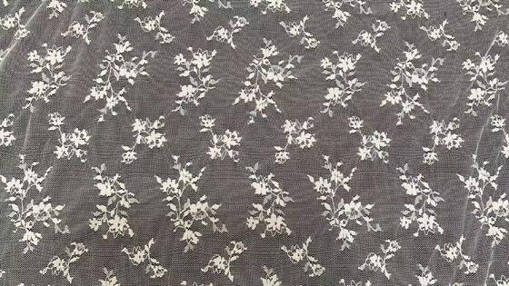 Quality Soft 100% Polyester Scattered Floral Mesh Tulle, Lightweight Small Flower Printed Sheer Net Fabric for Wedding Garment factory