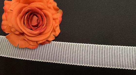 Quality 4cm Fine Square Mesh Nylon Spandex Lace Trim with Double Scalloped Edges for Lingerie Decoration factory