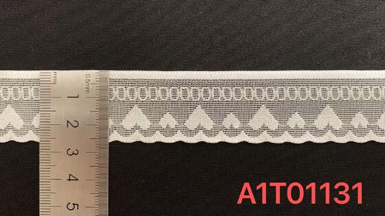 Quality 2.5cm Width Heart Jacquard Nylon Spandex Lace Trim with Breatheable Mesh for Lingerie Wholesale factory