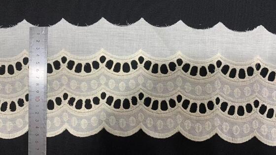 Quality Middle Eastern Scalloped Edge Cotton Lace Trim 3.8 Inches Wide for DIY Textile Accessories factory