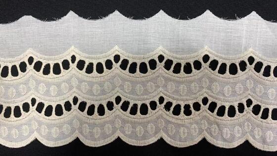 Quality Middle Eastern Scalloped Edge Cotton Lace Trim 3.8 Inches Wide for DIY Textile Accessories factory