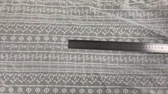 Quality Horizontal Striped Eyelet Embroidery Cotton Fabric,  Vintage Striped Floral chicken  Embroidery Cotton Lace Fabric Multi-Pattern Hollow Cutwork Lace for Summer Dresses Blouses Bridal Garments factory