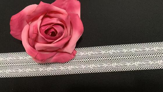 Quality 4.5cm High Stretch Hollow Mesh Scalloped Edge Nylon Spandex Lace Trim for Lingerie and Dress Decoration factory