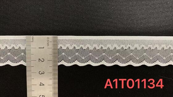 Quality 2.5cm Nylon Spandex Elastic Lace Trim with Single Scalloped Wave Edge for Lingerie and Dress Decoration factory
