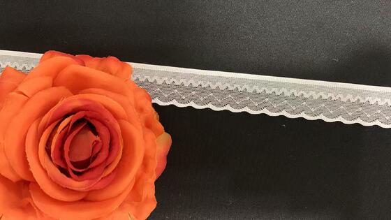 Quality 2.5cm Nylon Spandex Elastic Lace Trim with Single Scalloped Wave Edge for Lingerie and Dress Decoration factory