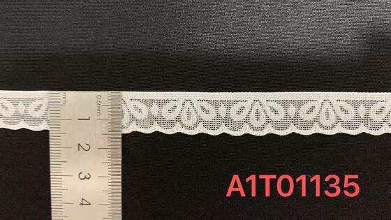 Quality 1.5cm Nylon Spandex Elastic Lace Trim with Single Scalloped Edge for Lingerie and Dress Decoration factory