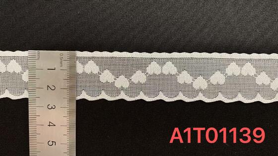 Quality 2.5cm Width Ivory Nylon Spandex Elastic Lace Trim with Heart Pattern and Scalloped Edge for Lingerie Decoration factory