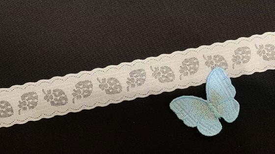 Quality 3cm Soft Ivory Nylon Spandex Elastic Lace Trim with Scalloped Edge for Lingerie and Clothing factory