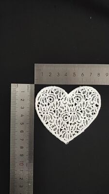 Quality Soft 100% Polyester Hollow Crochet Heart Lace Patch, Romantic Heart Embroidery Applique for Fashion Clothing Accessories factory
