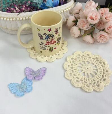 Quality 100% Cotton flower patche  Hollow Embroider Floral Lace Applique, Sew-on Round Doily Patch for Cup Coaster Children Clothing Decoration factory