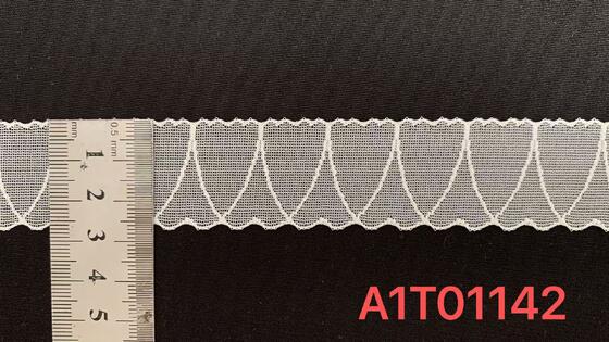 Quality 2.5cm Width Nylon Spandex Lace Trim with Rhombus Mesh and Scalloped Edge for Lingerie Decoration factory