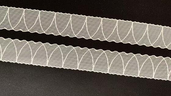 Quality 2.5cm Width Nylon Spandex Lace Trim with Rhombus Mesh and Scalloped Edge for Lingerie Decoration factory