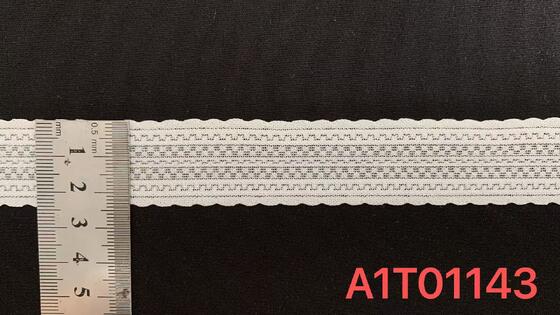 Quality 2.5cm Nylon Spandex Elastic Lace Trim with Scalloped Edge and Fine Horizontal Stripe Mesh for Lingerie Decoration factory