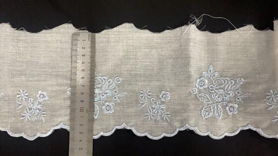 Quality 100% Cotton Soft  Eyelet chicken Embroidery Lace Trim Gold Thread Floral Embroidery Scalloped Lace Edging for Ladies Apparel factory