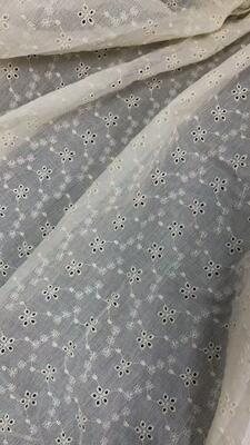 Quality 100% Cotton Allover Eyelet Chicken Embroidery Fabric, Full Width Floral Cutwork Hollow Fabric 150cm Width for Summer Dress Blouse factory
