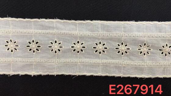 Quality Middle Eastern Design Cotton Lace Trim with Scalloped Edge and 3.8 Inches Wide for Apparel Decoration factory