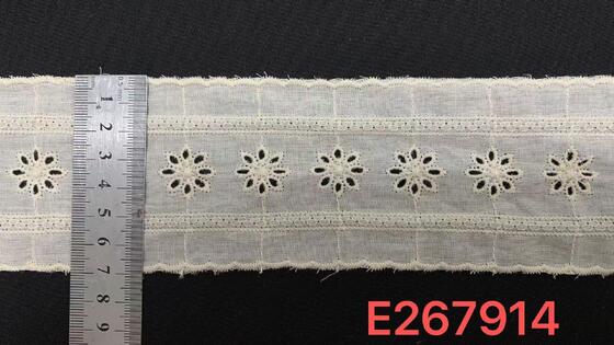 Quality Middle Eastern Design Cotton Lace Trim with Scalloped Edge and 3.8 Inches Wide for Apparel Decoration factory