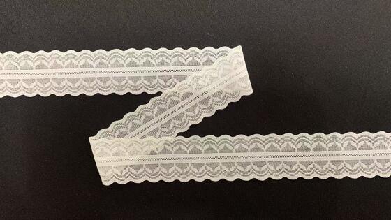 Quality 3cm Nylon Spandex Elastic Lace Trim with Double Scalloped Edge and Symmetric Geometric Pattern for Lingerie and Garment Decoration factory
