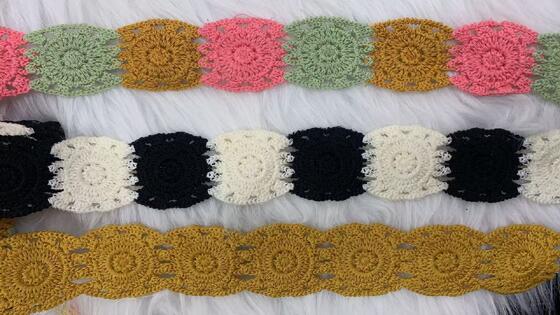 Quality Vintage Multi-Color Floral Water Soluble Embroidery Lace Trim, Polyester Square Flower Crochet Lace Tape for Garment DIY Accessories factory