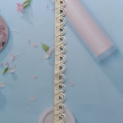 Quality Soft Cotton Thread Water Soluble Embroidery Lace Trim, Continuous Loop Fringe Decorative Lace Edging for Fashion Apparel factory