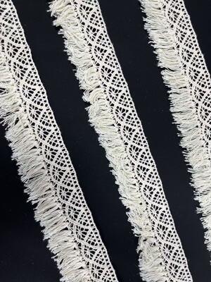 Quality 100% Cotton Tassel Lace Trim, 4.5cm Width Hollow Crochet Fringe Lace Border for Dress, Skirt, Home Textile DIY Decoration factory