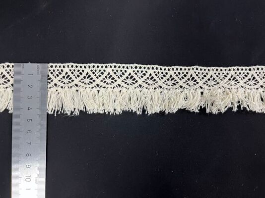 Quality 100% Cotton Tassel Lace Trim, 4.5cm Width Hollow Crochet Fringe Lace Border for Dress, Skirt, Home Textile DIY Decoration factory